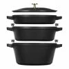 Staub Stackable Cocotte, Braiser, And Grill Pan With Lid | Black
