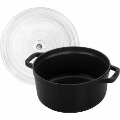 Staub 4 Qt. Round Cocotte/Dutch Oven With Glass Lid | Matte Black -Cookware Sets Sales 2023 11412423 3
