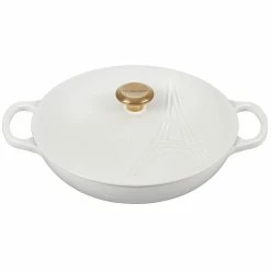 Le Creuset 3.5Qt Signature Braiser Eiffel Tower Collection | White