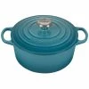 Le Creuset 4.5 Qt. Round Signature Dutch Oven With Stainless Steel Knob | Caribbean Blue