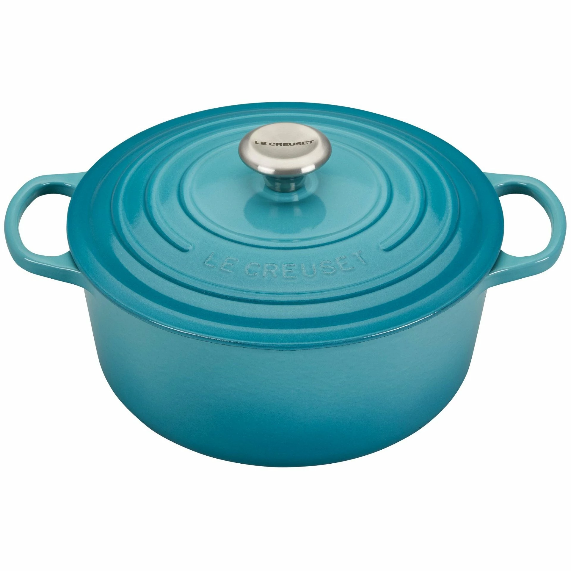 Le Creuset 5.5 Qt. Round Signature Cast Iron Dutch Oven With Stainless Steel Knob | Caribbean Blue 1 Le Creuset 5.5 Qt. Round Signature Cast Iron Dutch Oven With Stainless Steel Knob | Caribbean Blue