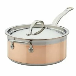 Hestan CopperBond Induction Cookware 4 Qt Covered Saucepan With Helper Handle -Cookware Sets Sales 2023 31596 hcb hestan copperbond induction 4qt saucepan with helper handle