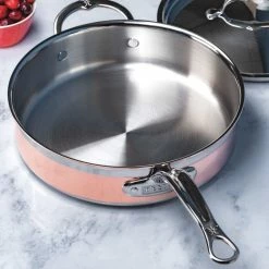 Hestan CopperBond Induction Cookware 3.5 Qt Covered Saute With Helper Handle -Cookware Sets Sales 2023 31598 hcb copperbond 3.5qt saute pan with helper handle interior view