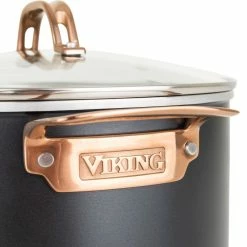 Viking 3 Ply Stainless 11-Piece Cookware Set | Black & Copper -Cookware Sets Sales 2023 4014 9991c 7 qt stock pot detail 03 1