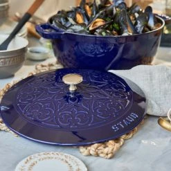 Staub 3.75 Qt Essential French Oven With Lilly Lid | Dark Blue -Cookware Sets Sales 2023 424422961