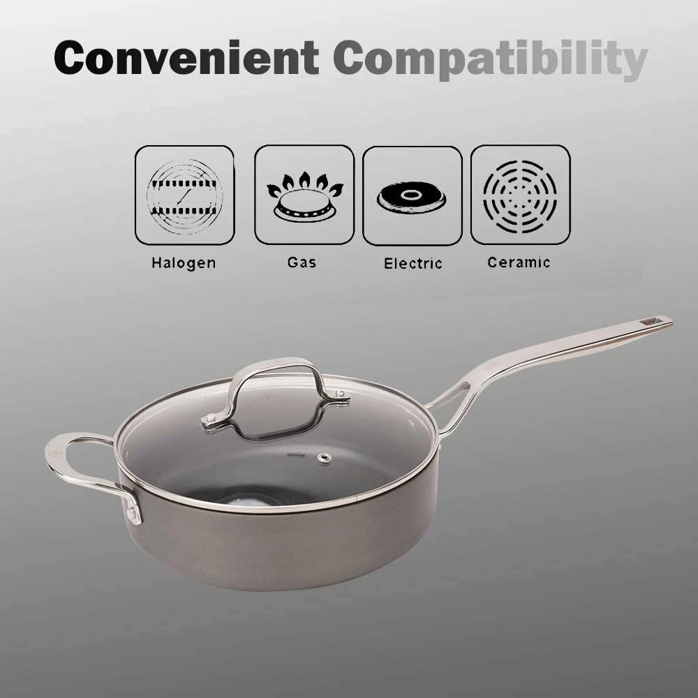 Swiss Diamond | Hard Anodized 4-Quart Nonstick Saute Pan With Glass Lid 2 Swiss Diamond | Hard Anodized 4-Quart Nonstick Saute Pan With Glass Lid - Image 2