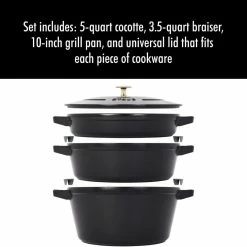 Staub Stackable Cocotte, Braiser, And Grill Pan With Lid | Black 26 Staub Stackable Cocotte, Braiser, And Grill Pan With Lid | Black -Cookware Sets Sales 2023 51nivjq qxl. ac sl1280 1