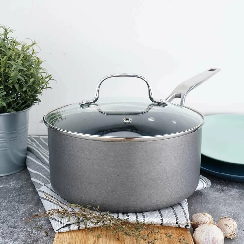 Swiss Diamond | Hard Anodized Induction 1.5-Quart Nonstick Saucepan With Glass Lid 2 Swiss Diamond | Hard Anodized Induction 1.5-Quart Nonstick Saucepan With Glass Lid - Image 2