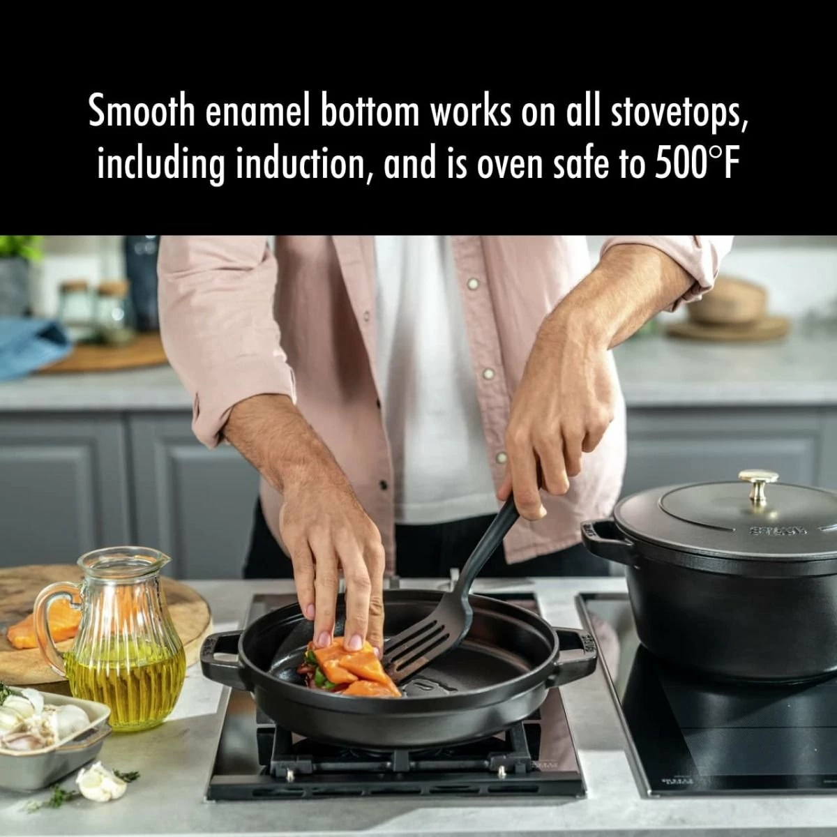 Staub Stackable Cocotte, Braiser, And Grill Pan With Lid | Black 12 Staub Stackable Cocotte, Braiser, And Grill Pan With Lid | Black - Image 12