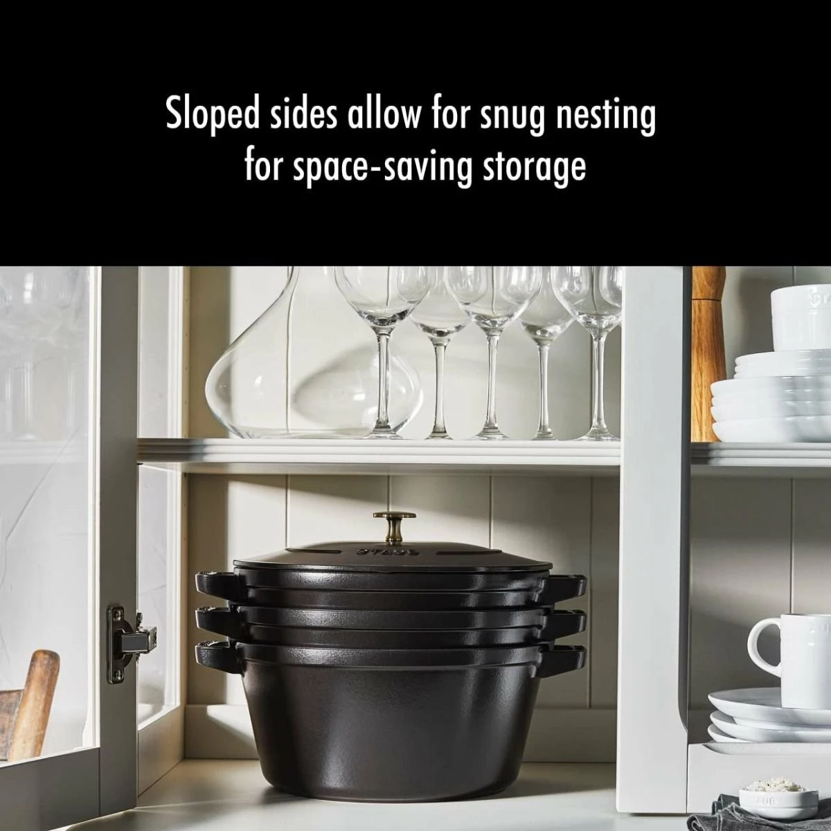 Staub Stackable Cocotte, Braiser, And Grill Pan With Lid | Black 4 Staub Stackable Cocotte, Braiser, And Grill Pan With Lid | Black - Image 4