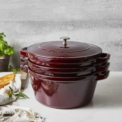 Staub Stackable Cocotte, Braiser, And Grill Pan With Lid | Grenadine -Cookware Sets Sales 2023 71h088smlyl. ac sl1500