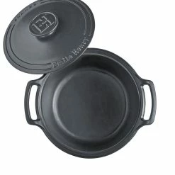 Emile Henry 4-Quart Sublime Stewpot | Graphite -Cookware Sets Sales 2023 734740 sublime dutch oven top open