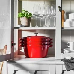 Staub Stackable Cocotte, Braiser, And Grill Pan With Lid | Cherry 18 Staub Stackable Cocotte, Braiser, And Grill Pan With Lid | Cherry -Cookware Sets Sales 2023 750051523