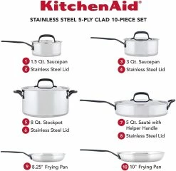 KitchenAid Non-Electrics KitchenAid Stainless Steel 5-Ply Cookware Set | 10-Piece -Cookware Sets Sales 2023 81ixrov3bll. ac sl1500
