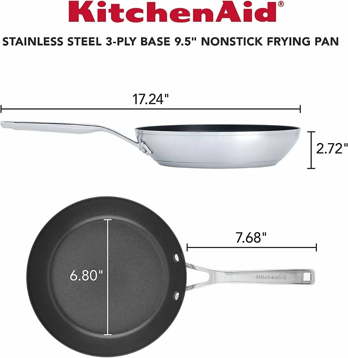 KitchenAid Non-Electrics KitchenAid Stainless Steel 3-Ply Base Fry Pan | 9.5" 4 KitchenAid Non-Electrics KitchenAid Stainless Steel 3-Ply Base Fry Pan | 9.5" - Image 4