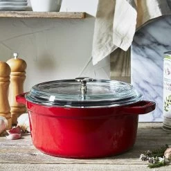 Staub 4 Qt. Round Cocotte/Dutch Oven With Glass Lid | Cherry Red -Cookware Sets Sales 2023 81wrlo92ktl. ac sl1500