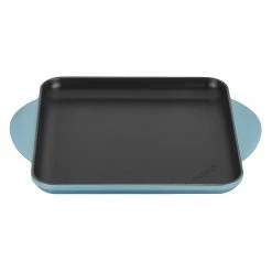 Le Creuset 9.5" Square Signature Enameled Cast Iron Griddle Pan | Caribbean Blue