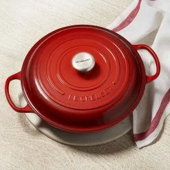 Le Creuset 3.5 Qt. Signature Enameled Cast Iron Braiser With Stainless Steel Knob | Cerise/Cherry Red -Cookware Sets Sales 2023 cer3