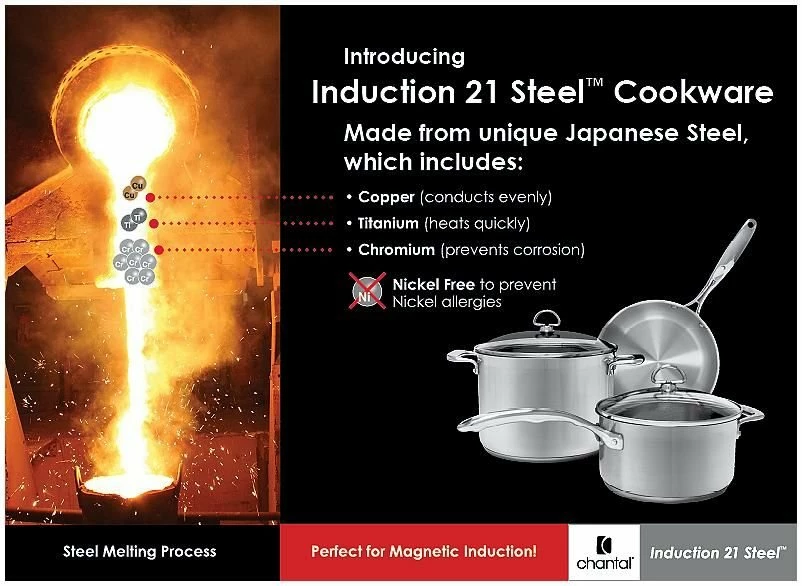 Chantal 21 Steel Induction Ceramic Frying Pan - 8" 2 Chantal 21 Steel Induction Ceramic Frying Pan - 8" - Image 2