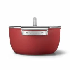 SMEG 5 Qt. Nonstick Casserole Dish With Lid | Red -Cookware Sets Sales 2023 ckfc2411rdm 5