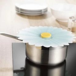 Charles Viancin Silicone Lid | 11" Daisy (Aqua With White) -Cookware Sets Sales 2023 daisy life 1