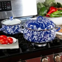 Golden Rabbit Enamelware 4 Qt. Dutch Oven | Cobalt Swirl -Cookware Sets Sales 2023 dutchovenlifestyle 1