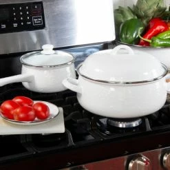 Golden Rabbit Enamelware 4 Qt. Dutch Oven | White -Cookware Sets Sales 2023 dutchovenwhitelifestyle