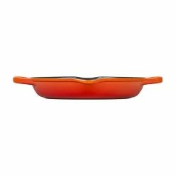 Le Creuset 9.75" Deep Round Signature Grill Pan | Flame Orange -Cookware Sets Sales 2023 flame orange deep grill pan side view