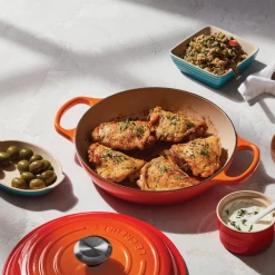 Le Creuset 2.25 Qt. Signature Enameled Cast Iron Braiser With Stainless Steel Knob | Flame Orange -Cookware Sets Sales 2023 flamebraise