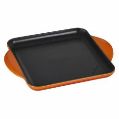 Le Creuset 9.5" Square Signature Enameled Cast Iron Griddle Pan | Flame Orange