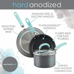 Rachael Ray 11-Piece Hard Anodized Cookware Set | Light Blue 16 Rachael Ray 11-Piece Hard Anodized Cookware Set | Light Blue -Cookware Sets Sales 2023 hardblue5