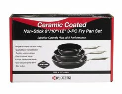 Kyocera Ceramic Non-Stick 3pc Fry Pan Set - 8", 10" & 12" -Cookware Sets Sales 2023 kyocera ceramic non stick 3pc fry pan set cfp3pcset 3