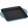 Le Creuset 9.5" Square Signature Enameled Cast Iron Grill Pan | Caribbean Blue