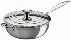Le Creuset 3.5 Qt. Tri-Ply Stainless Steel Saucier Pan With Lid & Helper Handle