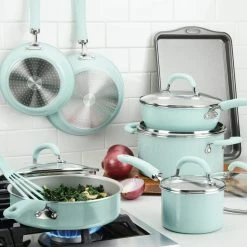 Rachael Ray 13-Piece Enameled Cookware Set | Light Blue Shimmer -Cookware Sets Sales 2023 lightbluecook10