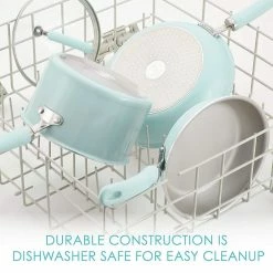 Rachael Ray 13-Piece Enameled Cookware Set | Light Blue Shimmer -Cookware Sets Sales 2023 lightbluecook3