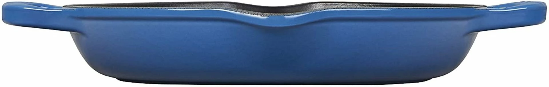 Le Creuset 9.75" Deep Round Signature Grill Pan | Marseille Blue 2 Le Creuset 9.75" Deep Round Signature Grill Pan | Marseille Blue - Image 2