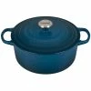 Le Creuset 5.5 Qt. Round Signature Cast Iron Dutch Oven With Stainless Steel Knob | Deep Teal