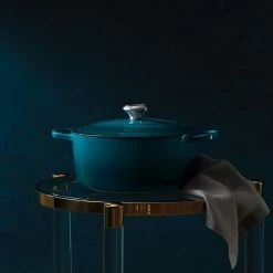 Le Creuset 5.5 Qt. Round Signature Cast Iron Dutch Oven With Stainless Steel Knob | Deep Teal -Cookware Sets Sales 2023 ls2501 267dss 5