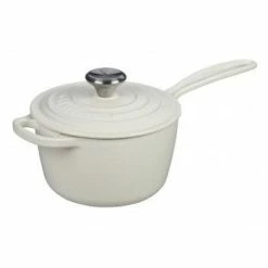 Le Creuset 5-Piece Signature Cookware Set With Stainless Steel Knobs | White -Cookware Sets Sales 2023 ls2518 1616ss enameled cast iron sauce pan 1.75 quart 1