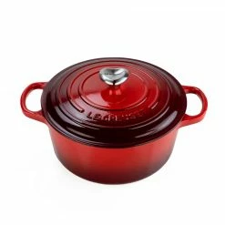 Le Creuset 3.5 Qt. Round Signature Dutch Oven With Stainless Steel Heart Knob | Cerise/Cherry Red
