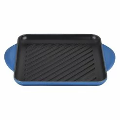 Le Creuset 9.5" Square Signature Enameled Cast Iron Grill Pan | Marseille Blue