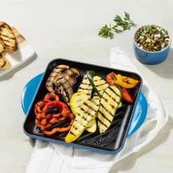 Le Creuset 9.5" Square Signature Enameled Cast Iron Grill Pan | Marseille Blue -Cookware Sets Sales 2023 marsgriddle6