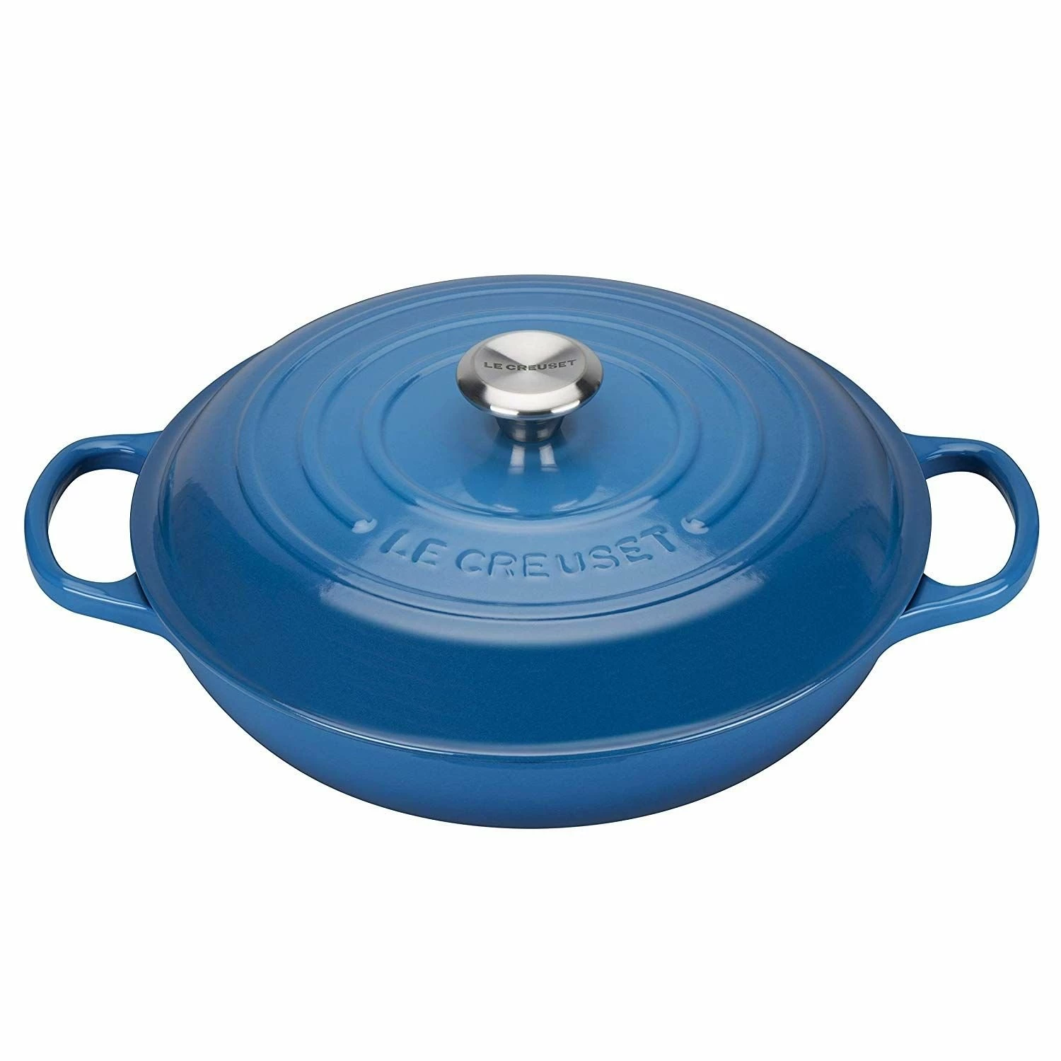 Le Creuset 2.25 Qt. Signature Enameled Cast Iron Braiser With Stainless Steel Knob | Marseille Blue 1 Le Creuset 2.25 Qt. Signature Enameled Cast Iron Braiser With Stainless Steel Knob | Marseille Blue