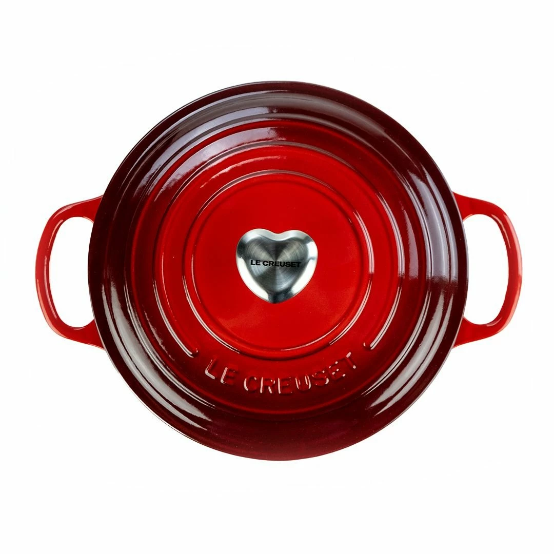 Le Creuset 3.5 Qt. Round Signature Dutch Oven With Stainless Steel Heart Knob | Cerise/Cherry Red 3 Le Creuset 3.5 Qt. Round Signature Dutch Oven With Stainless Steel Heart Knob | Cerise/Cherry Red - Image 3
