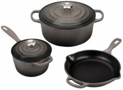 Le Creuset 5-Piece Signature Cookware Set With Stainless Steel Knobs | Oyster Grey