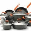 Rachael Ray Hard Anodized II Cookware Set W/ Orange Handles: 14pc