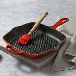 Le Creuset 10.25" Square Signature Cast Iron Grill Skillet | Cerise/Cherry Red -Cookware Sets Sales 2023 red2 1