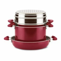 Rachael Ray 8-Piece Enameled Stacking Cookware Set | Red Shimmer 16 Rachael Ray 8-Piece Enameled Stacking Cookware Set | Red Shimmer -Cookware Sets Sales 2023 redshim8
