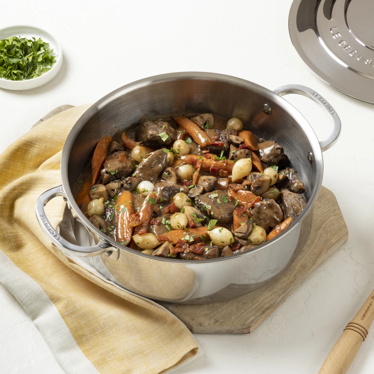 Le Creuset 4.5 Qt. Tri-Ply Stainless Steel Rondeau With Lid 5 Le Creuset 4.5 Qt. Tri-Ply Stainless Steel Rondeau With Lid - Image 5